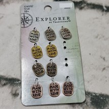 Made With Love Charms Metallic Project Tags Card Of 10 By Explorer  - £7.76 GBP