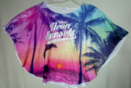 H&M Womens 14Y Girls Top "I Want Neon Sunsets Every Day" Sparkly Dolphins - $7.80