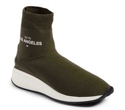 Joshua Sanders Women High Top Sock Sneakers Fly To LA Olive Green MSRP $369 - $79.50
