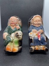 Vintage Japan Grandma and Grandpa Salt &amp; Pepper Set Dog Cat Rocking Chair - £18.51 GBP