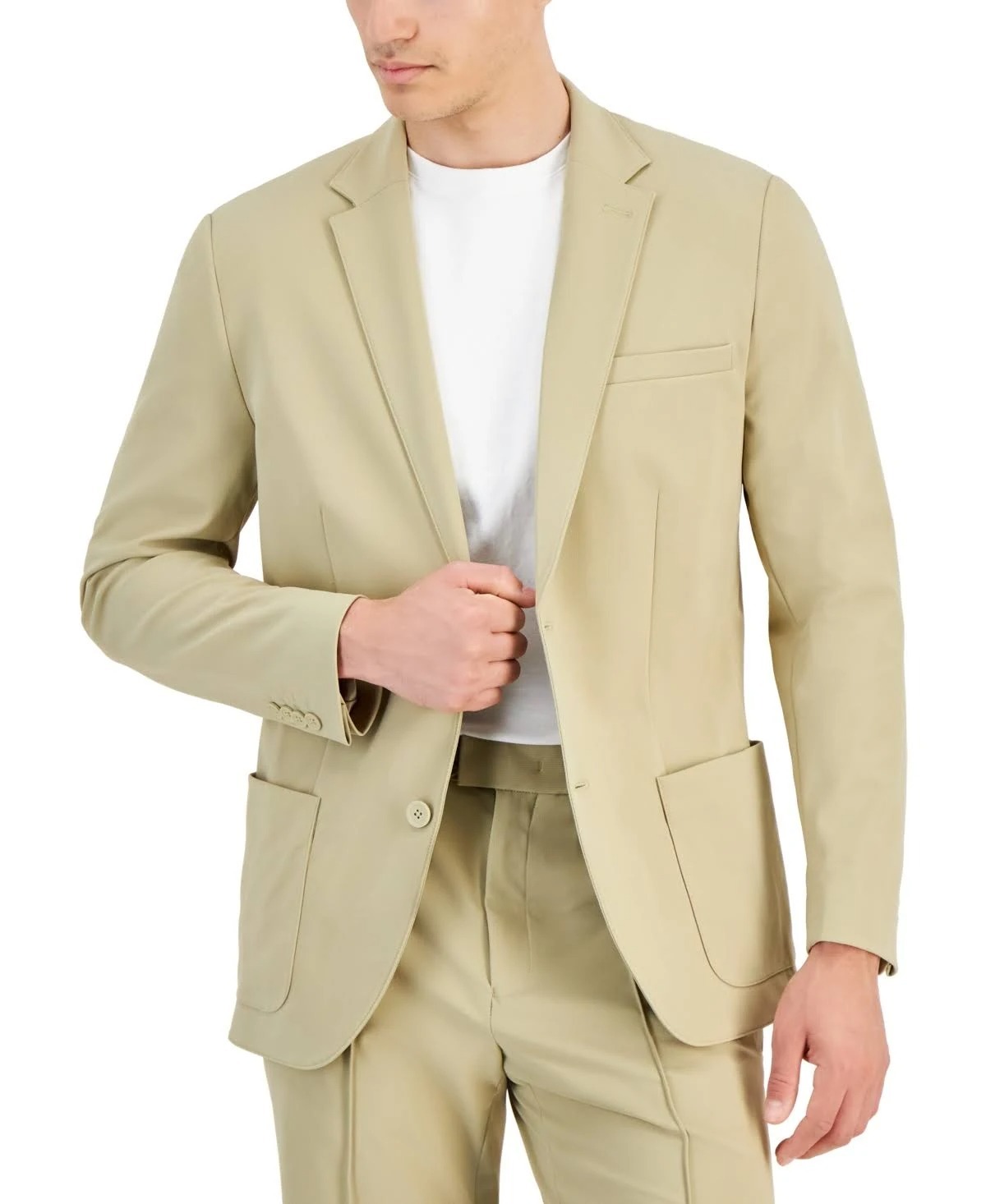 Alfani Patch Pocket Blazer Men&#39;s Small 32-34R Twill Beige Alfatech Notch... - $44.99