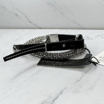Marc Cain Black Leather and Silver Tone Barrel Chain Belt Size N6 Large L XL - £54.57 GBP