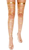 Gold Leg Wraps Straps Garter Metallic Goddess Costume Rave Club Festival... - £18.63 GBP