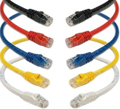 UL Listed Cat 6 0.5 feet 6 inch RJ45 Cat6 Ethernet Patch Cable Multi Color Red B - £19.75 GBP