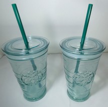 Starbucks 2013 2 Cold Cup 16 oz  Recycled Glass Tumbler W Lid &amp; Straw W Sku,New - £300.68 GBP