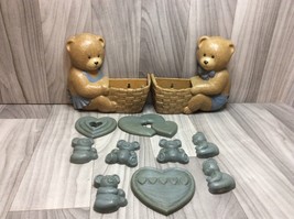 Set of 2 Teddy Bear Burwood 2947 Wall Pockets Plaques Nursery Room Decor... - £17.96 GBP