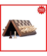 Portable 15 Inch Magnetic Chess Set – Sophisticated Wood Craft with Extr... - $935.95 MXN