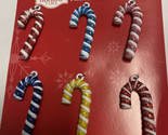 6 Mini Candy Cane Christmas Ornaments Holiday Time New 2&quot; - $8.90