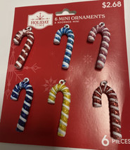 6 Mini Candy Cane Christmas Ornaments Holiday Time New 2&quot; - £7.10 GBP