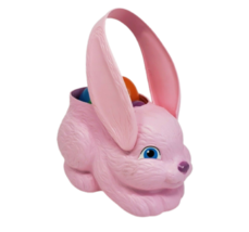 VINTAGE 1995 EMPIRE PINK BUNNY RABBIT PLASTIC EASTER BASKET BLOW MOLD W/... - $14.25