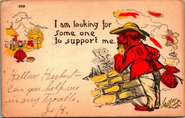 Comic Hobo Vagabond Drifter Looking For Someone to Support Me 1906 UDB Postcard - £3.12 GBP