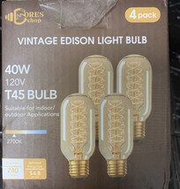 Dores Shop T45 40W 120V Vintage Edison Light Bulb 4 Packs NEW NOB Fast Shipping - £14.97 GBP