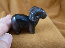 (Y-RAM-723) Silver obsidian RAM SHEEP gemstone FIGURINE BIGHORN mountain... - $34.42 CAD