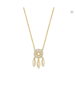 925 Sterling Silver 18&quot; Dreamcatcher Pendant Necklace 18K Gold Plated - £18.09 GBP