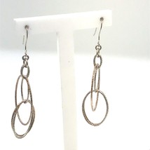 Vintage Sterling Signed 925 Italy Intertwine Multi Hoop Dangle Hook Earrings - £30.82 GBP