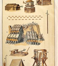 Structures Of Military Camp 1886 Victorian Lithograph Caesar&#39;s Gallic Wa... - €21,60 EUR