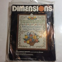1981 Dimensions “Life’s Greatest Treasures” Cross Stitch Kit! 16" X 20" Sealed - $9.01