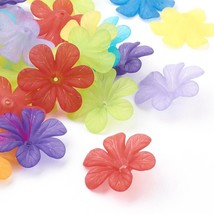 Acrylic Flower Beads Assorted Lot Hibiscus Beads 30mm Large Jewelry Making 10pcs - $3.95