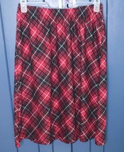Vintage Black Red Plaid A Line Midi Skirt Size Petite Medium Large Dark ... - $13.86