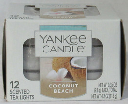 Yankee Candle 12 Scented Tea Light T/L Box Candles Coconut Beach - £16.61 GBP