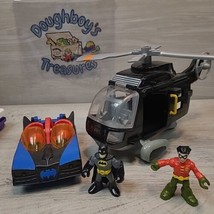 Imaginext DC Batman Copter Batcopter 2007 Robin Batmobile Toy Lot - $15.00