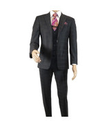 Men Suit BERLUSCONI Turkey 100% Italian Wool Super 180&#39;s 3pc Vested #Ber... - $481.40 CAD
