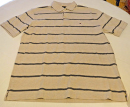 Tommy Hilfiger Mens short sleeve polo shirt XL xlarge tan grey stripe co... - £14.27 GBP