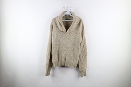 Vintage 70s Streetwear Womens Large Distressed Wool Blend Knit Shawl Swe... - $33.62