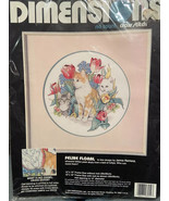 1990 Dimension No Count Cross Stitch &quot;Feline FLoral&quot; 12&quot; X 12&quot; *NEW* w1 - $304.39 MXN