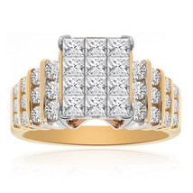 1.00 Carato Principessa/Diamante Taglio Rotondo Quadrato Cluster Anello 14K Oro - £708.82 GBP