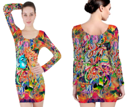 DMT Printed Polyester Long Sleeve Bodycon Edgy and Stylish - $24.87+