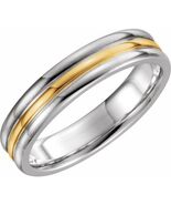 14K White Yellow and White Gold 5MM Grooved Wedding Band - $2,759.00+