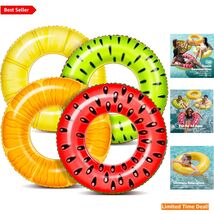 Delightful 4 Pack Inflatable Fruit Pool Floats for Kids &amp; Adults - 32" Size - $41.53
