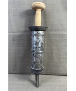 Antique French Sausage Stuffer Press Tin &amp; Wood Farmhouse Kitchen Tool C... - $71.25