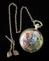 Vintage NEW Chinese Cloisonne Pocket Watch ShaoLao God of Longetivy w Deer Works - £55.07 GBP