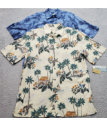 Lot Of 2 Batik Bay Hawaiian Shirt Men Small Multi Palm Tree Collared But... - $44.57 CAD
