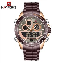 NAVIFORCE Men Military Watch Sport Casual Full Steel Wrist Watch Digital Analog  - £49.93 GBP