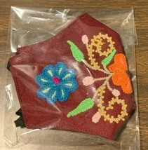 Peruvian Fabric Face Mask Embroidered Multicolor Flowers Reusable Made in Peru  - £3.98 GBP