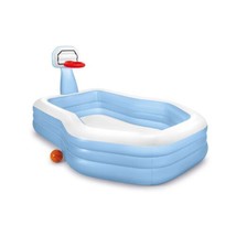 Swim Center Shootin&#39; Hoops Inflatable Family Swimming Pool, Blue - $195.04