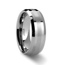 HALSTEN Platinum Inlaid Beveled Tungsten Carbide Wedding Ring - 6mm - £487.12 GBP