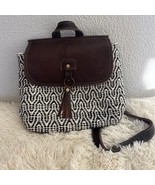 Myra Bag Boho Canvas &amp; Faux Leather Backpack Purse – Tribal Woven Pattern - $438.22 MXN