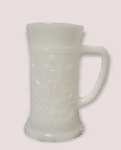 Vintage Milk Glass Stein Tankard White Tavern Scene  Federal Glass Drink... - £9.48 GBP