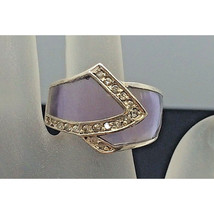 STERLING SILVER TRANSPARENT ART GLASS RING SIZE 7 SKY - $48.91