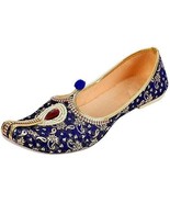 Mens Mojari sherwani jutti Indian Wedding Flat Shoes Blue &amp; Gold US size... - $33.74