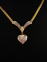 14k gold Diamond necklace - 14 diamonds - sweetheart gift - 14k collar - anniver - £1,555.14 GBP