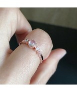 genuine 925 sterling silver In rose gold Moonstone CZ Ring Band Size 5 6 7 - £26.79 GBP