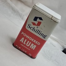 Vintage 1970s Schilling Spice Tin Powdered Alum Collectors Tin Farmhouse Decor - £6.10 GBP