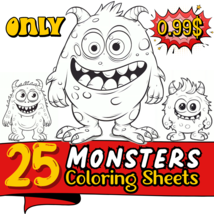 Adorable Monster Coloring Sheets! - £0.77 GBP