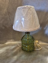 Vintage MCM Leviton Green Glass Desk/Nightstand Lamp Tested WORKS - £26.15 GBP