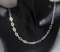 Flat Oval Cable Chain Necklace 5mm In 925 Sterling Silver, Solid Link Chain 18&quot; - £42.28 GBP